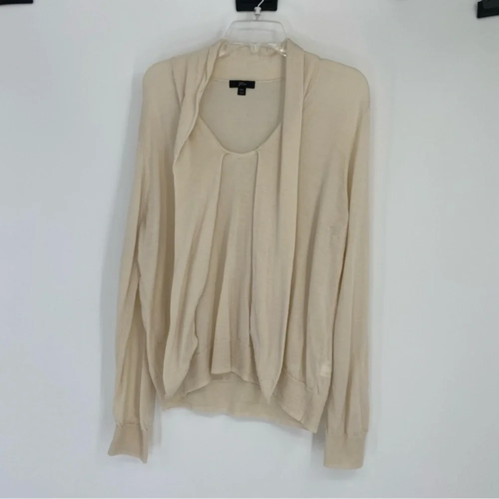 J Crew Ivory Tie-front Pullover Sweater 100% Merino Wool Sz XXL Style #K2855